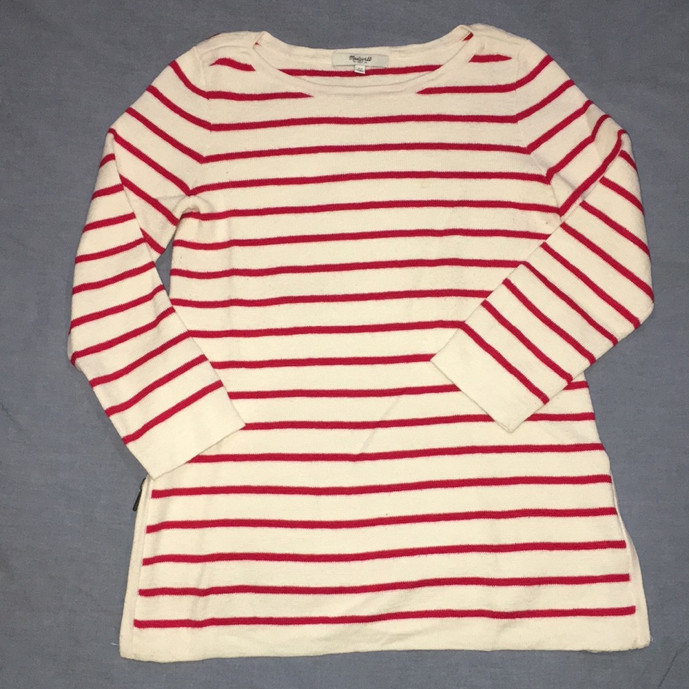 EVERYTHINGMUSTGO Madewell Striped Side-zip Sweater